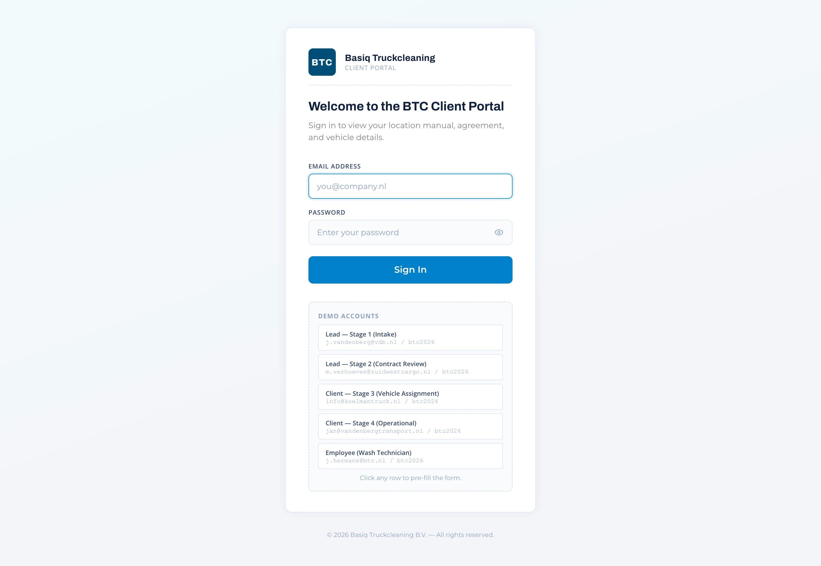 Client portal sign-in