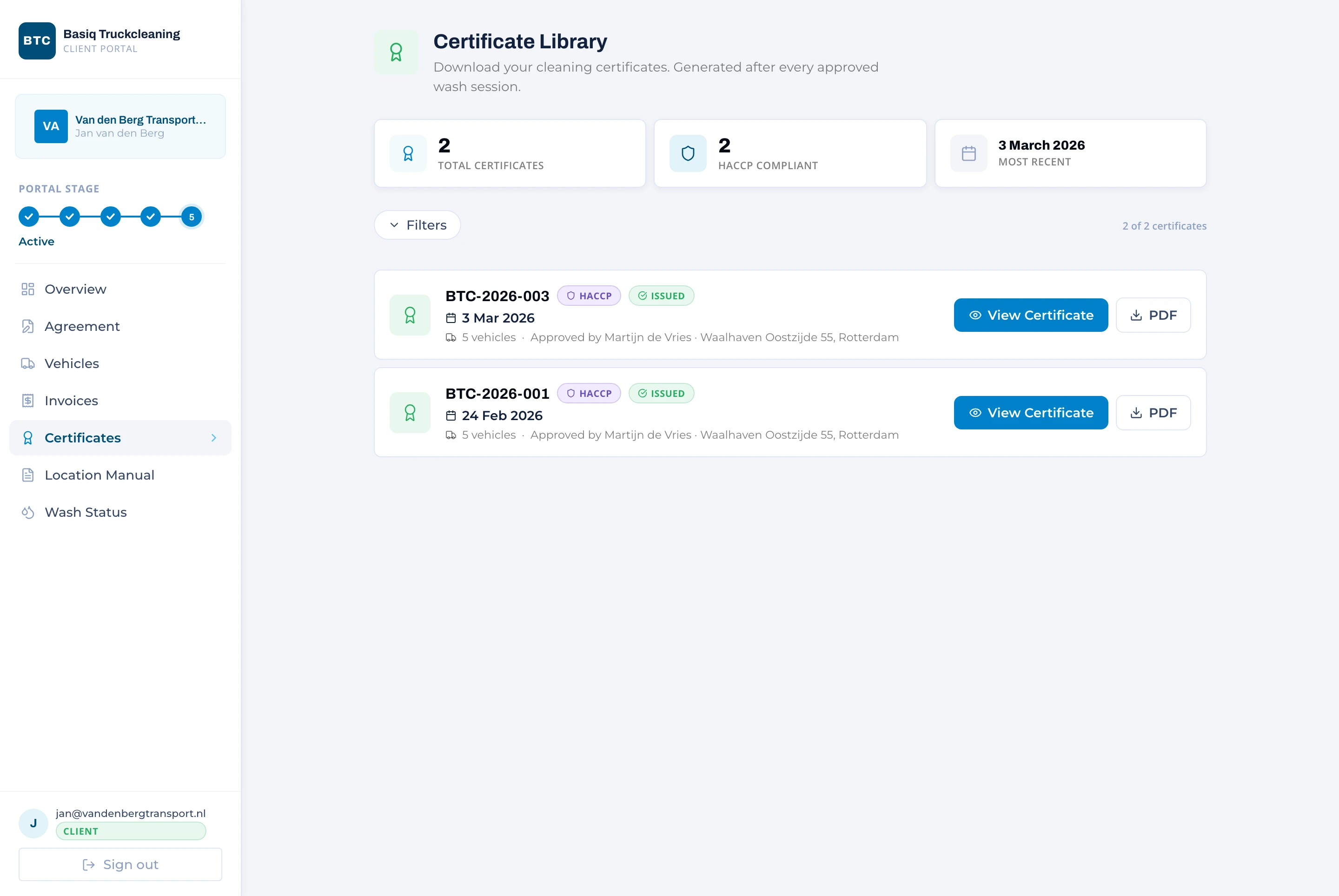 Cleaning certificate library