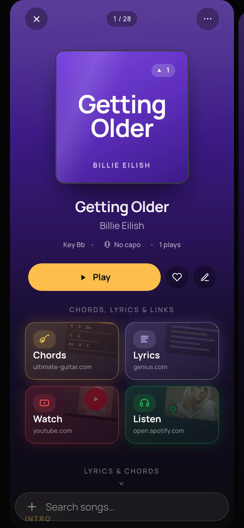 Song detail — mobile